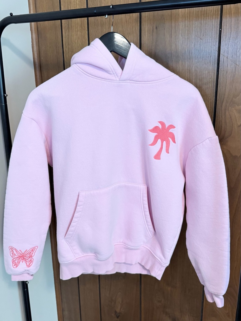 Pink palm puff Hoodie, pink